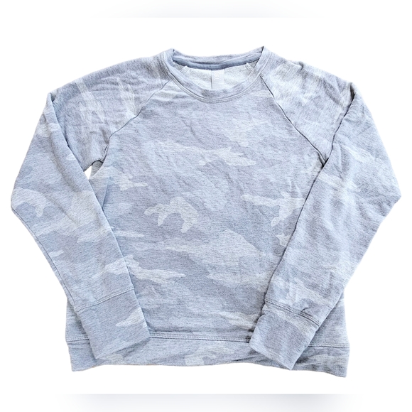 ATHLETA GIRL COZY CROSS YOUR FINGERS SWEATSHIRT Grey Heather Camo, size 12 - Picture 4 of 10